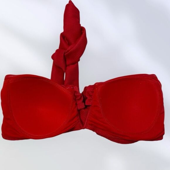 HEAT Bikini Set NEW Halter Top High Waist Bottoms Red Size M - Picture 6 of 11